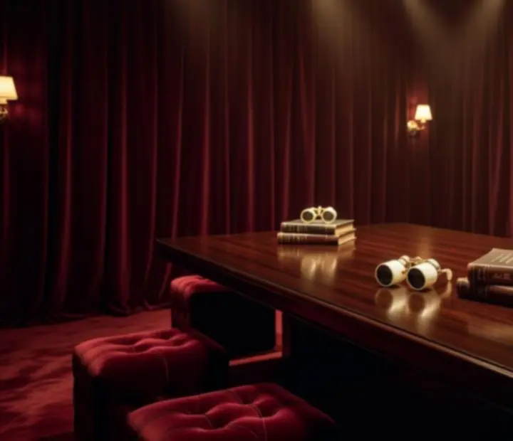 Ambiance lumineuse dorée et feutrée dans un salon, avec une table de jeu conviviale