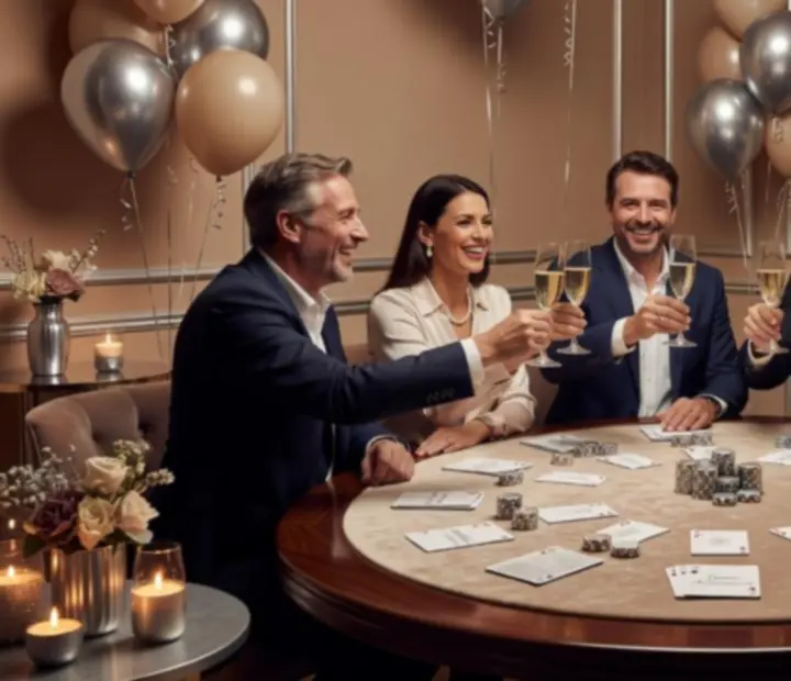 Table de fête d'anniversaire élégante avec décor de soirée thématique.